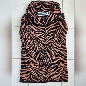 Animal Print Cowl Neck Hoodie